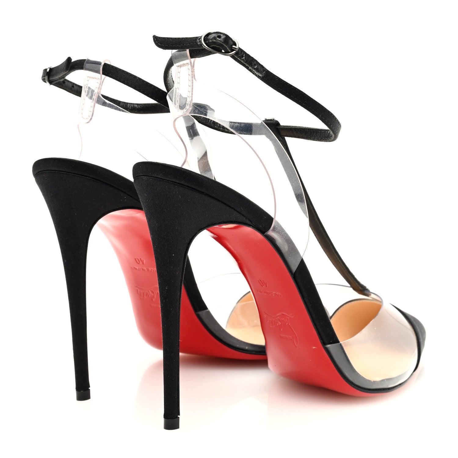 Christian Louboutin Satin PVC Crystal Nosy 100 Pumps 40 Black 4 of 8