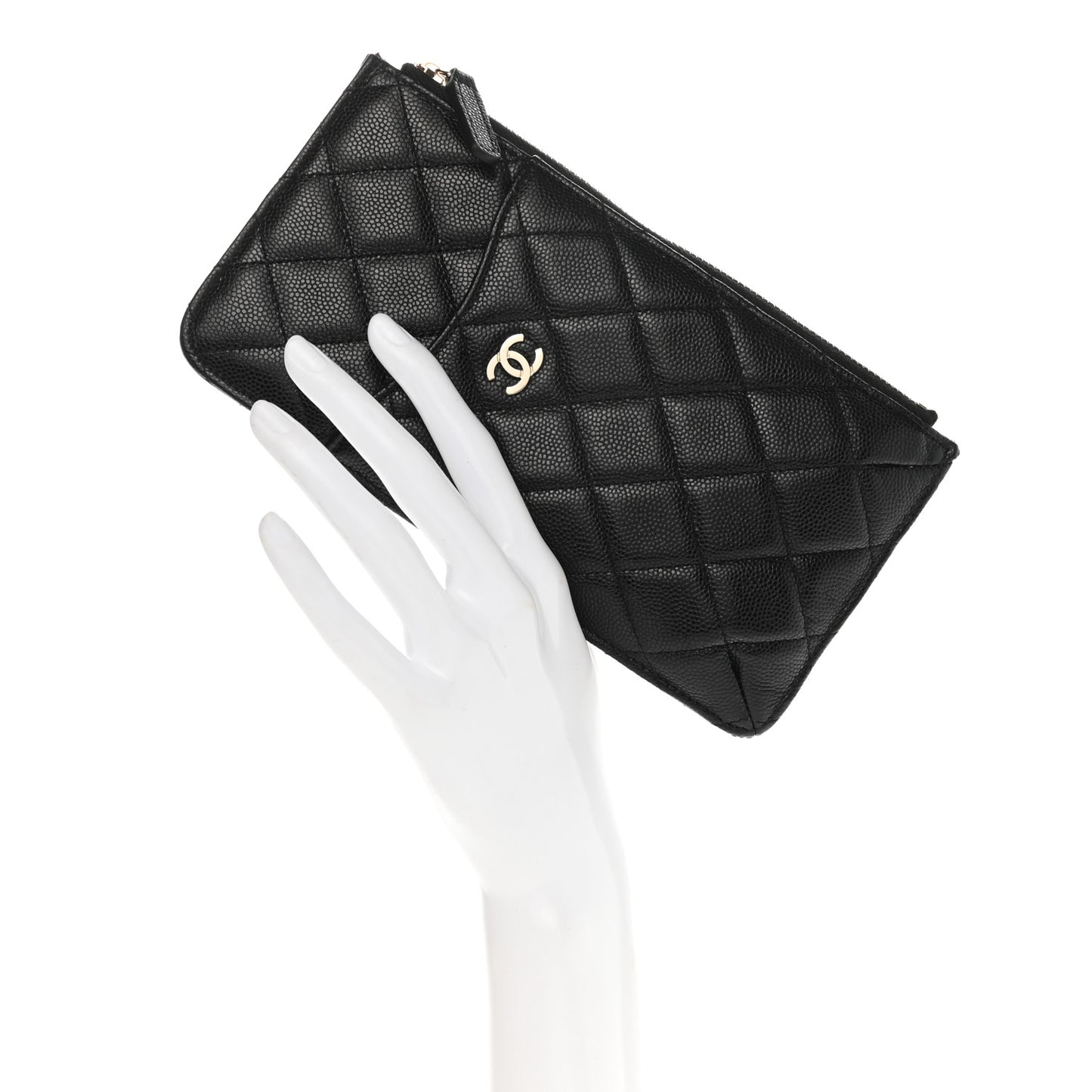 Caviar Quilted Classic Flat Wallet Pouch Black