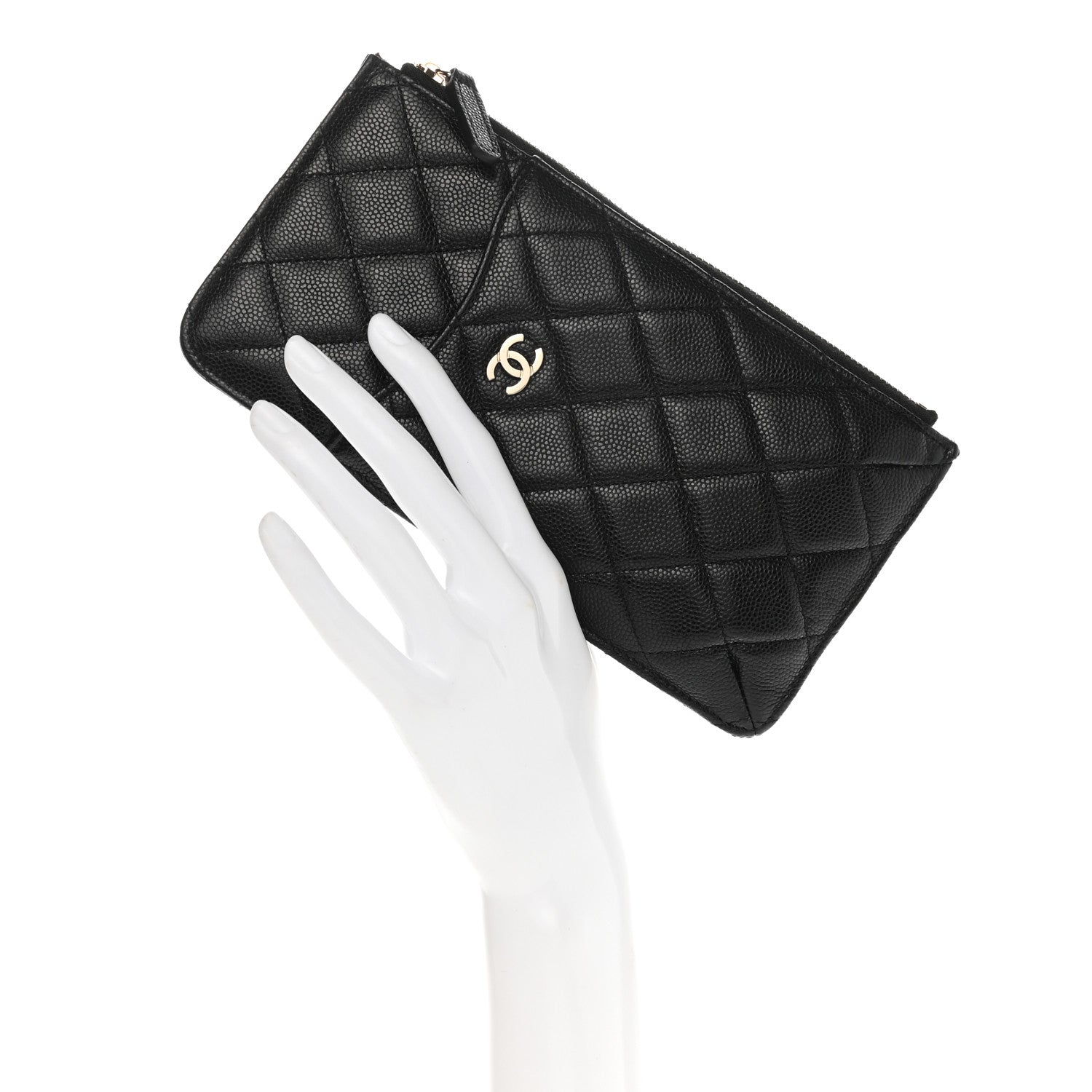 Chanel Caviar Quilted Classic Flat Wallet Pouch Black 2 of 8