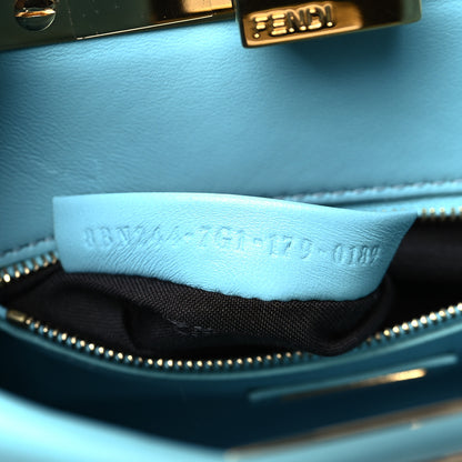 Fendi Nappa Lace Up Mini Peekaboo Iconic Satchel Turchese 7 of 9