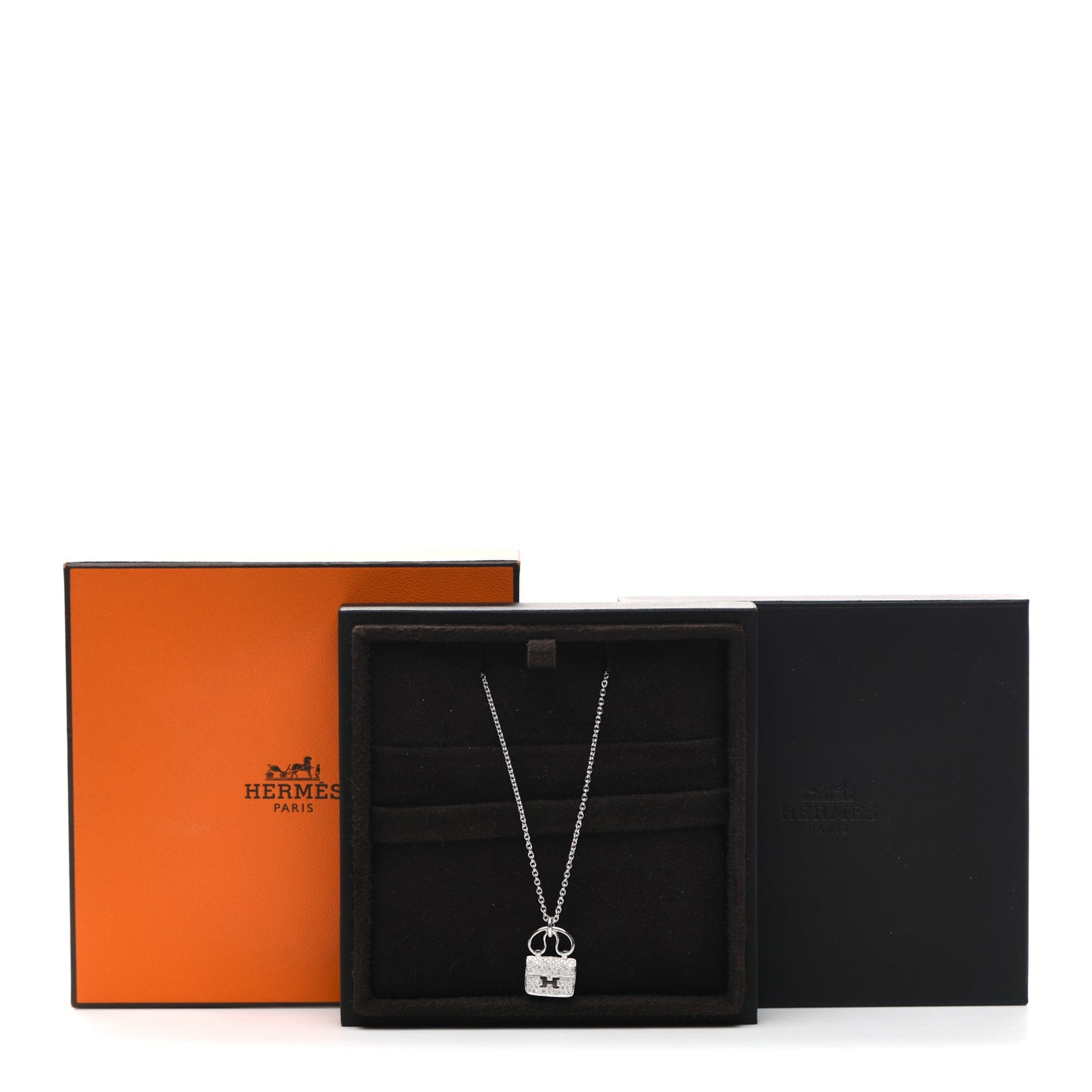 18K White Gold Diamond Constance Amulette Pendant Necklace