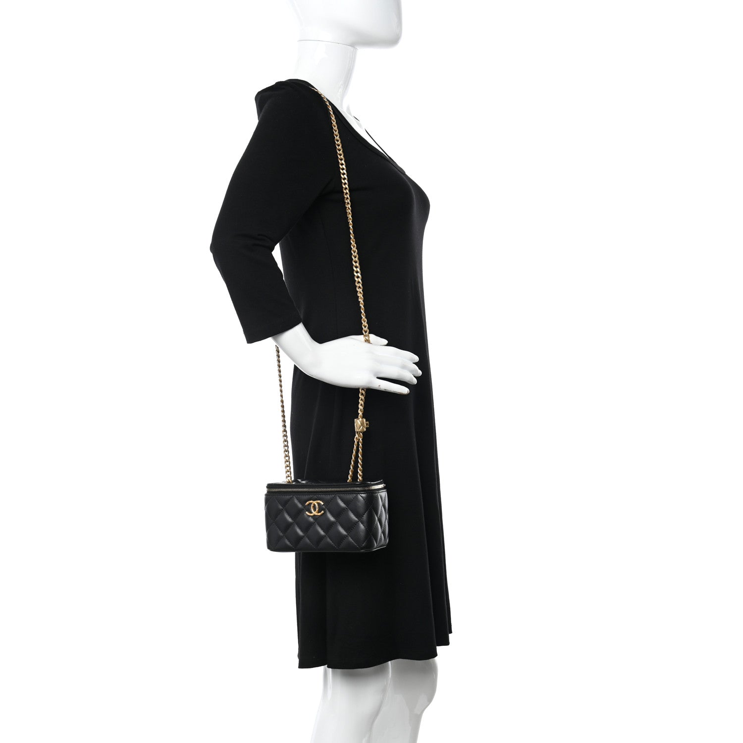 Chanel Lambskin Quilted Small Pillow Crush Vanity Case With Chain Black 2 of 11