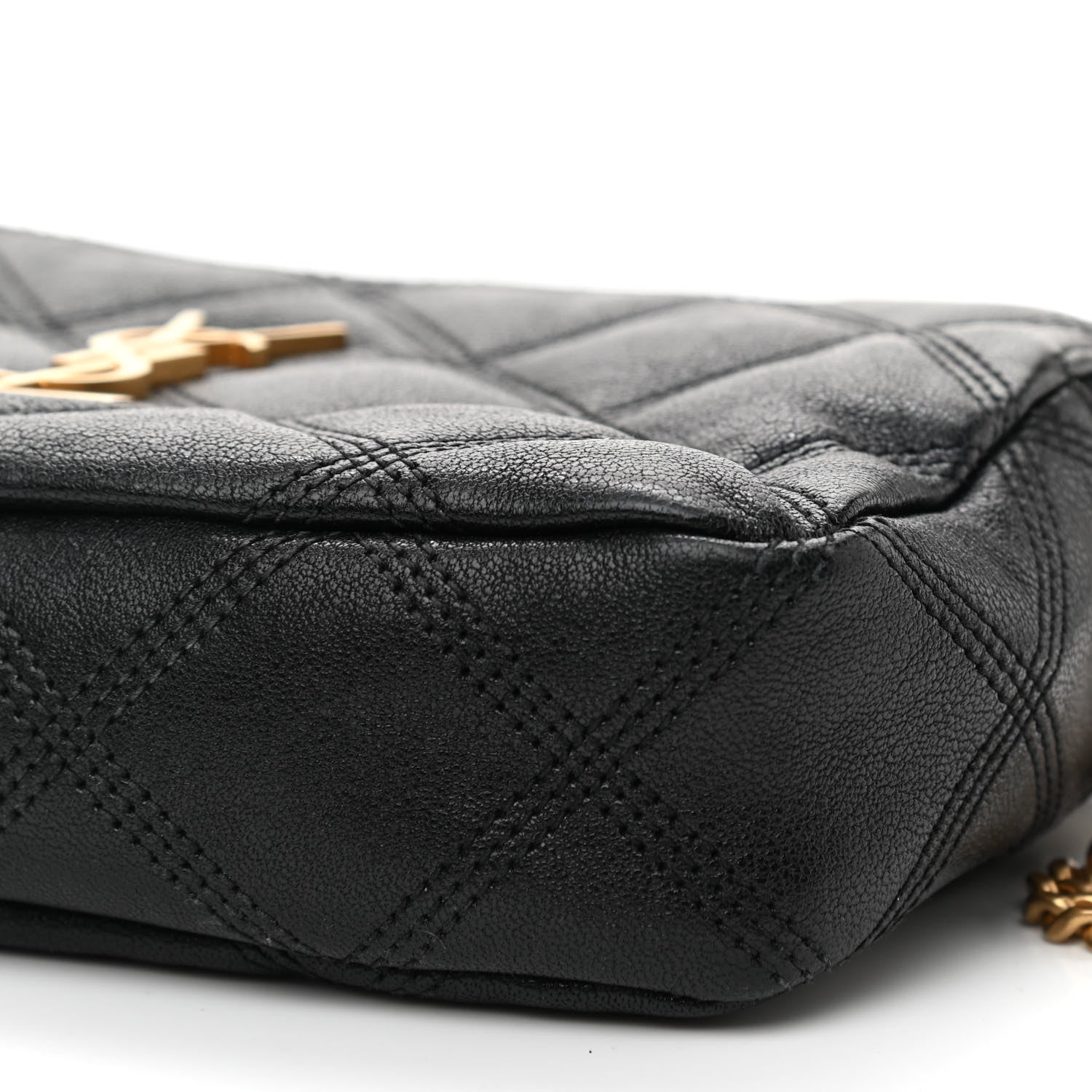 Saint Laurent Grained Lambskin Quilted Mini Becky Double Zip Bag Black 11 of 12