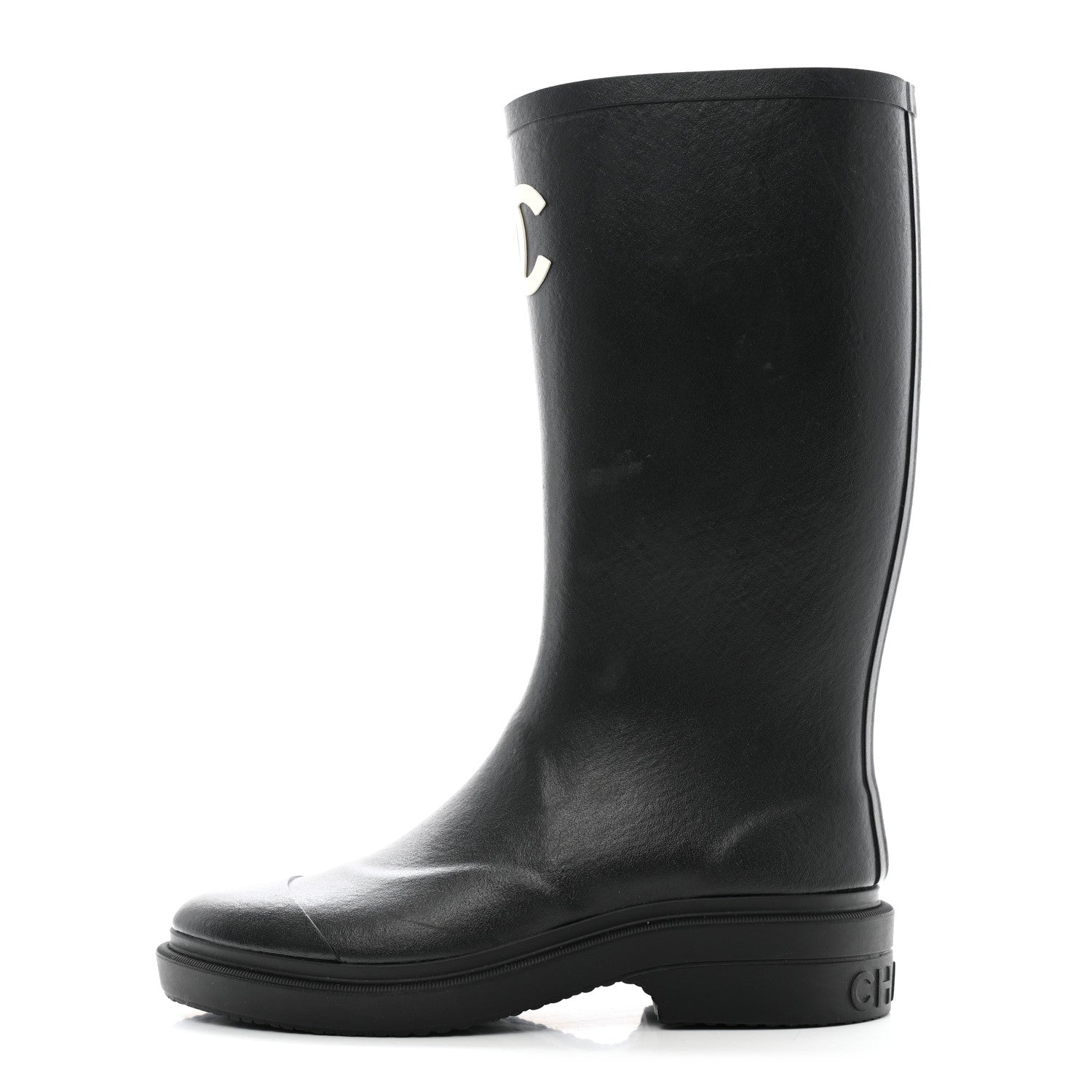 Chanel Caoutchouk CC High Boots 35 Black 1 of 10