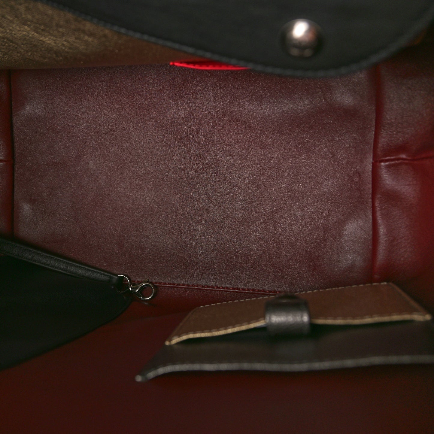 Calfskin Stitched Medium Shopping Tote Black