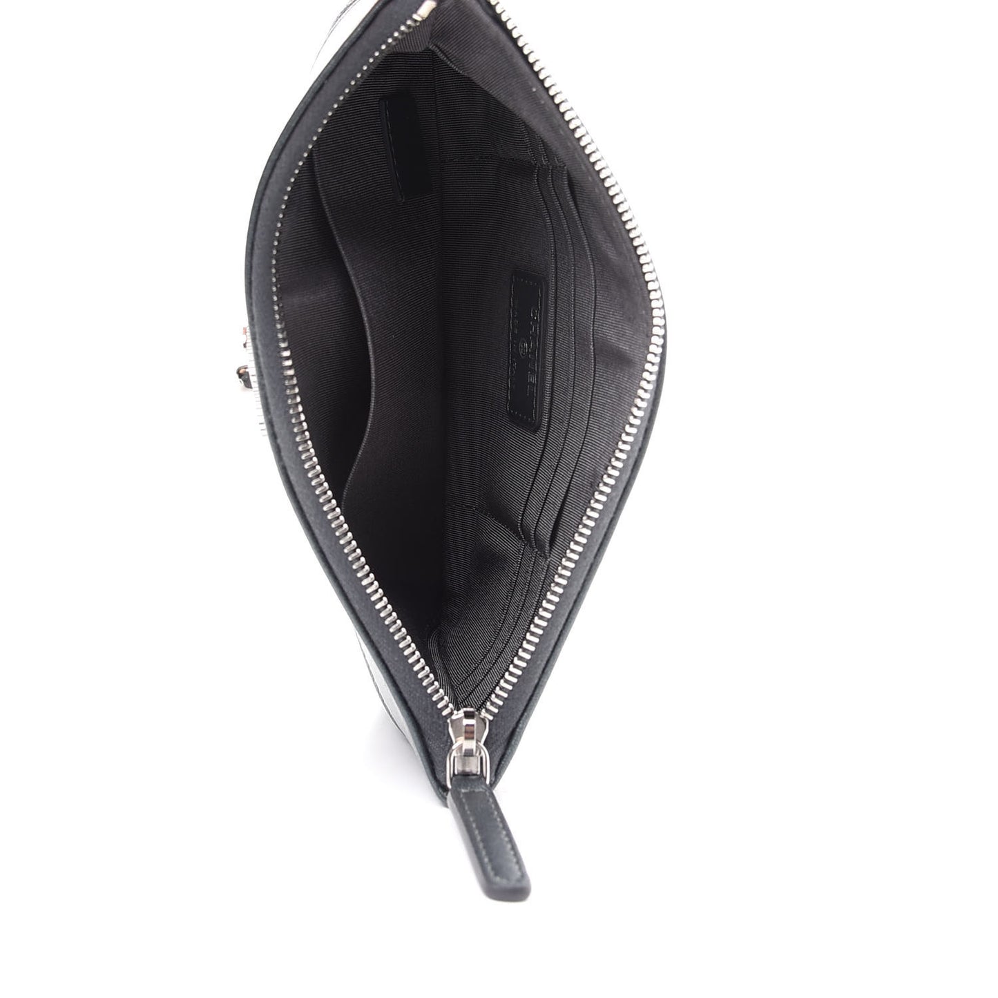 Metallic Caviar Quilted Mademoiselle Vintage Zip Pouch Dark Grey