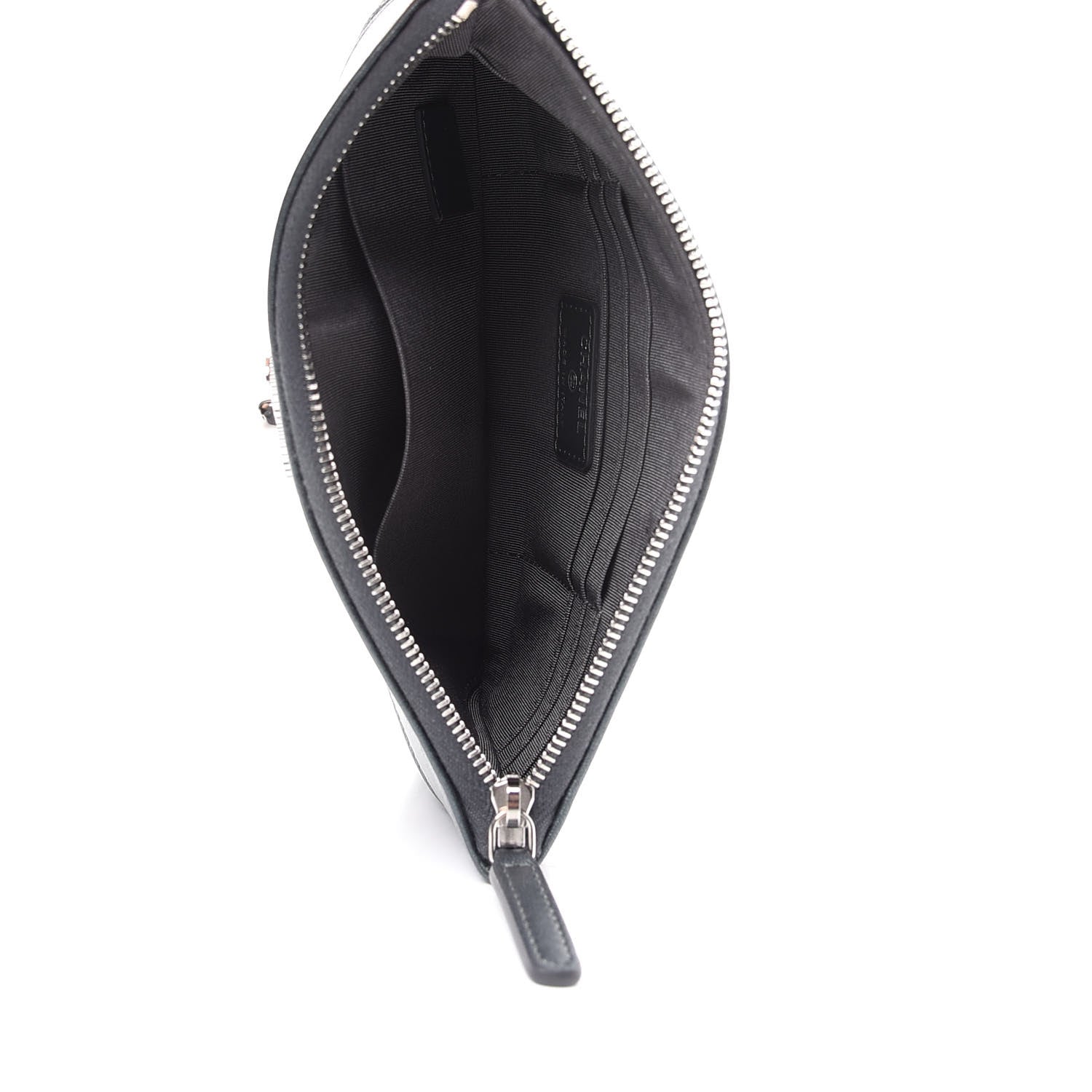 Chanel Metallic Caviar Quilted Mademoiselle Vintage Zip Pouch Dark Grey 5 of 7