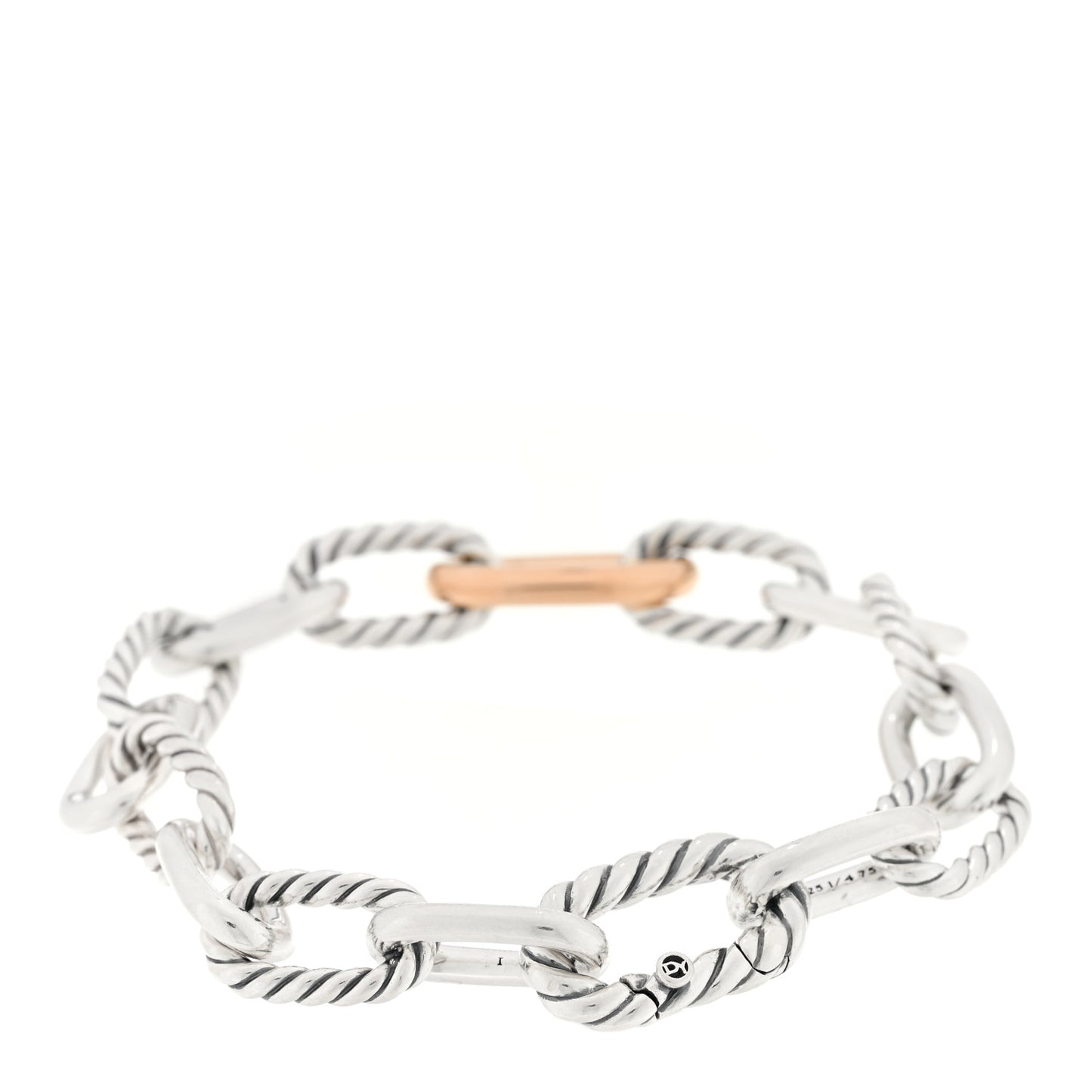Sterling Silver 18K Rose Gold 8.5mm Madison Chain Bracelet