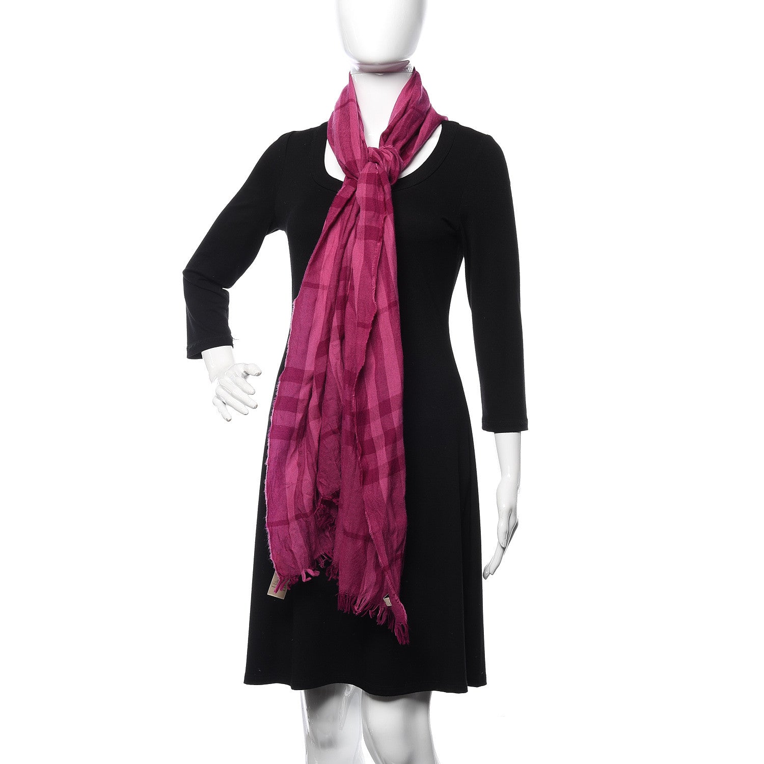 Burberry Merino Wool Cashmere Giant Check Scarf Pink 2 of 5