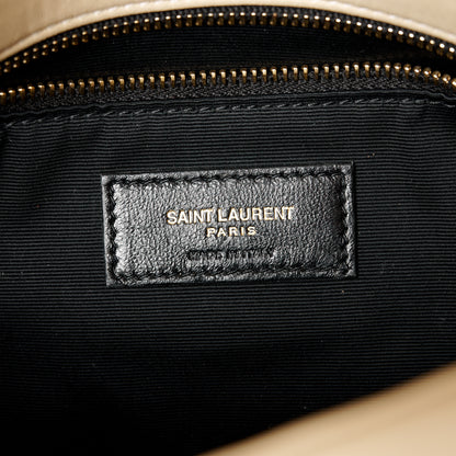 Saint Laurent Lambskin Quilted Small Loulou Puffer Monogram Chain Satchel Dark Beige 6 of 11