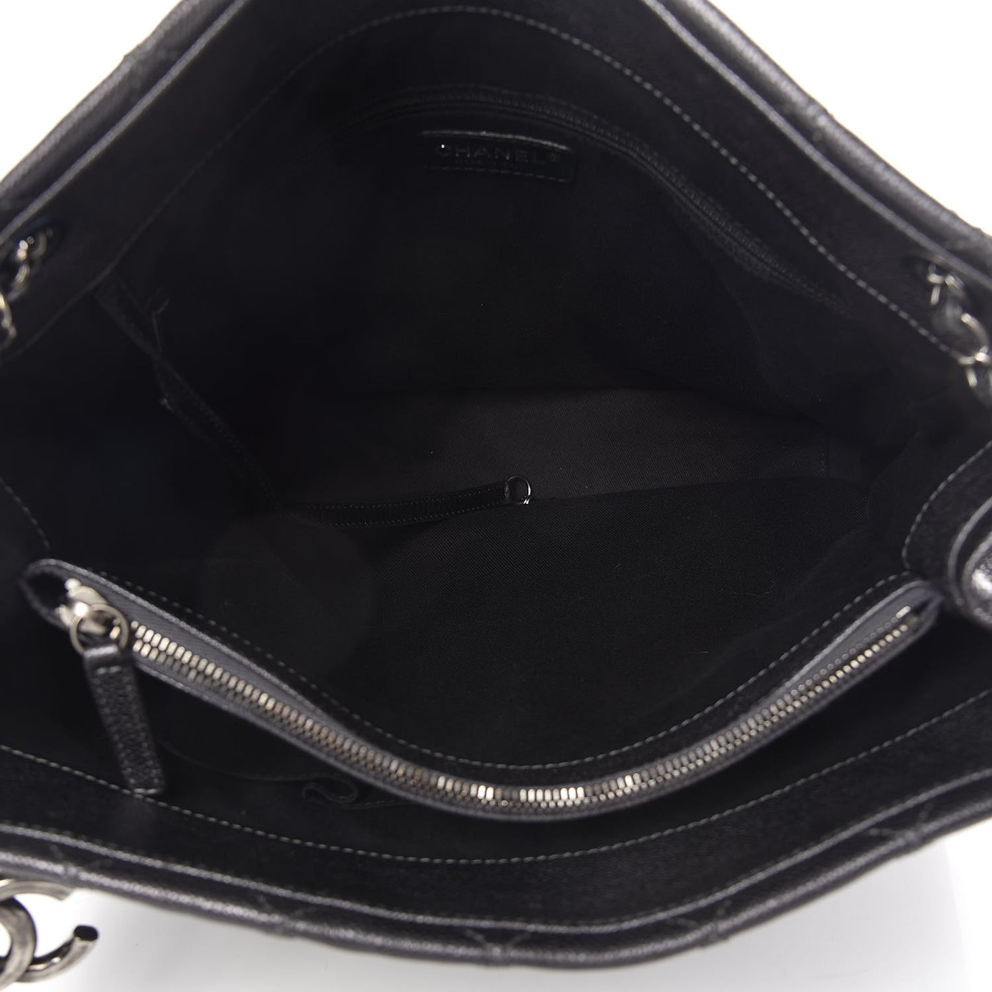 Iridescent Caviar Quilted Tall Chic Shopping Tote Argent