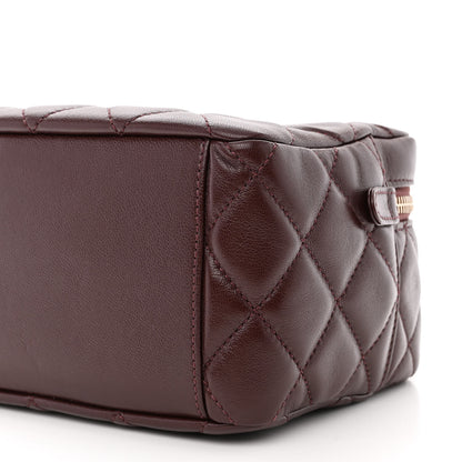 Chanel Lambskin Quilted Mini Wenge Wood Bowling Bag Burgundy 10 of 10