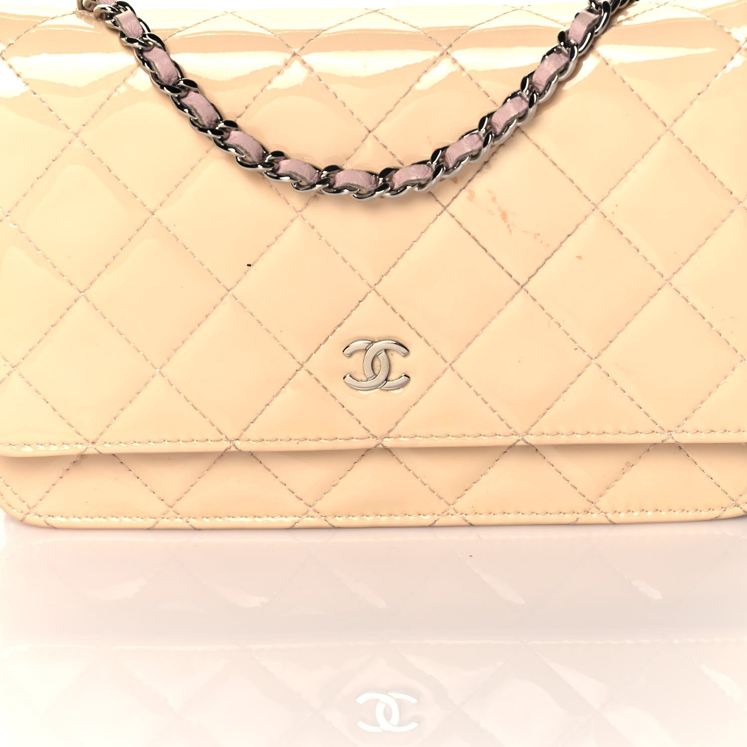 Chanel Patent Quilted Wallet On Chain WOC Pink 6 of 15