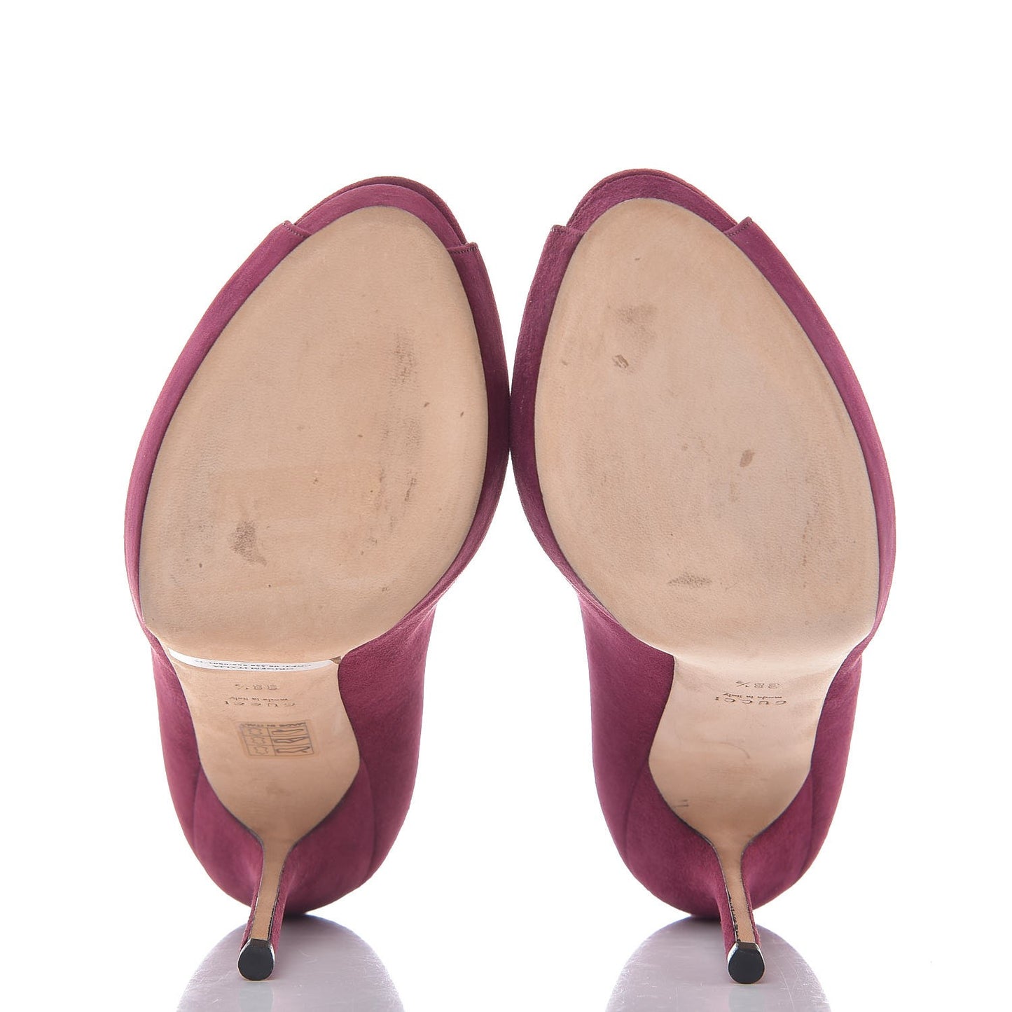 Suede Sofia Peep Toe Pumps 38.5 Fuchsia