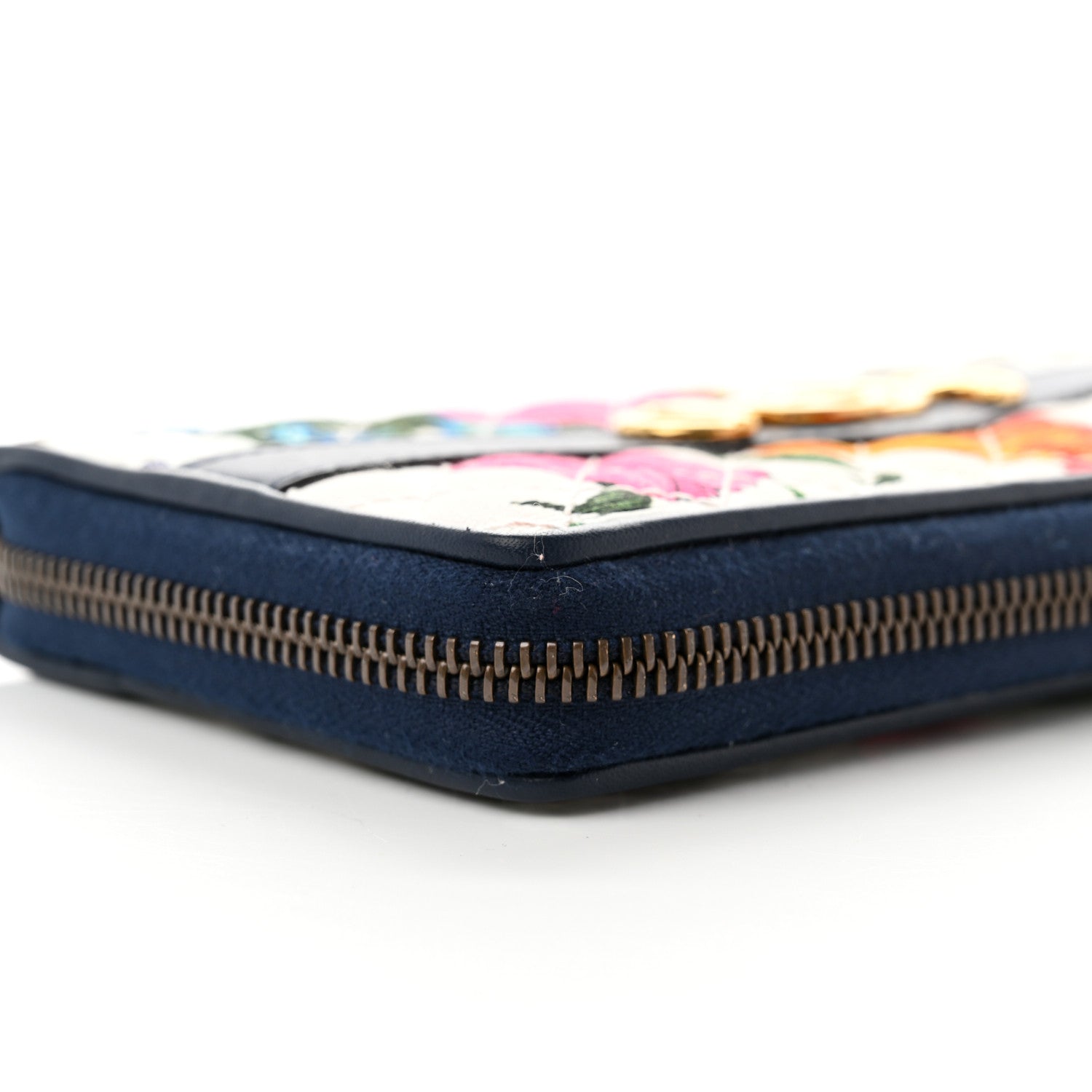 Gucci Canvas Flora Floral Trapuntata Zumi Zip Around Wallet Great White Multicolor Blue Agata 8 of 9