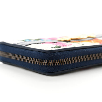 Gucci Canvas Flora Floral Trapuntata Zumi Zip Around Wallet Great White Multicolor Blue Agata 8 of 9