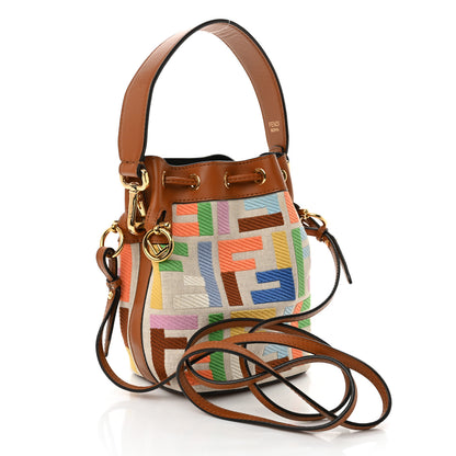 Fendi Kuban Canvas Vitello King F is Fendi FF Embroidered Mini Mon Tresor Bucket Bag Multicolor Cuoio 3 of 10