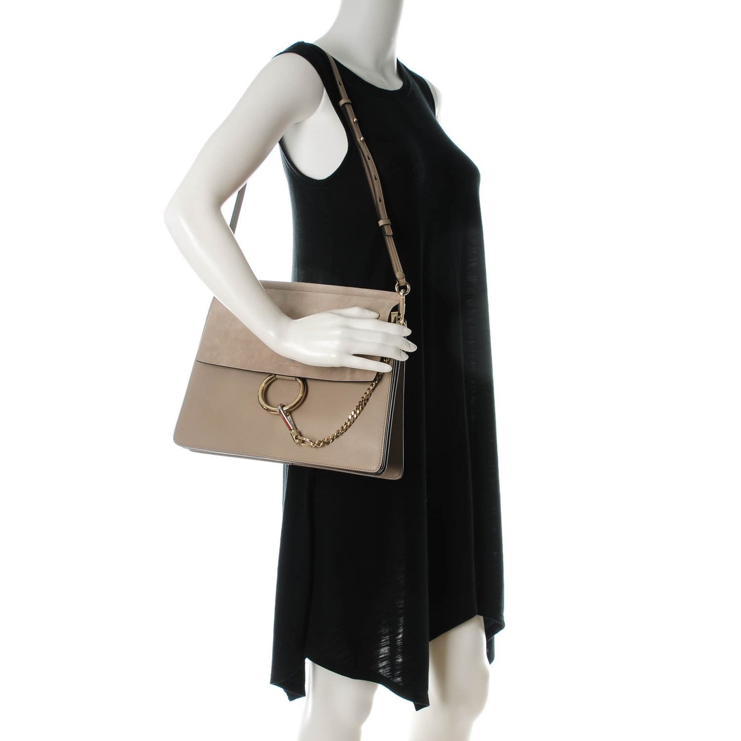 Calfskin Suede Medium Faye Shoulder Bag Motty Grey