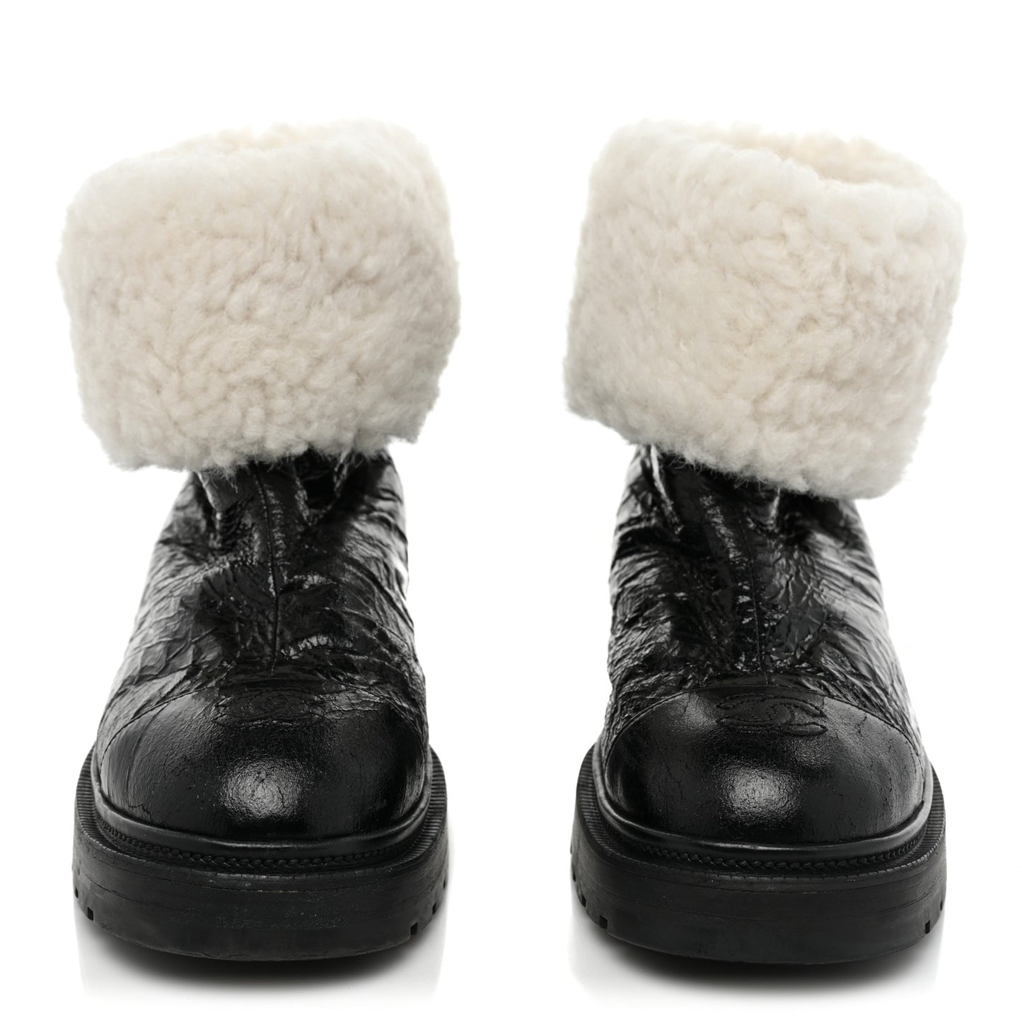 Lambskin Shearling Short Boots 40 Black