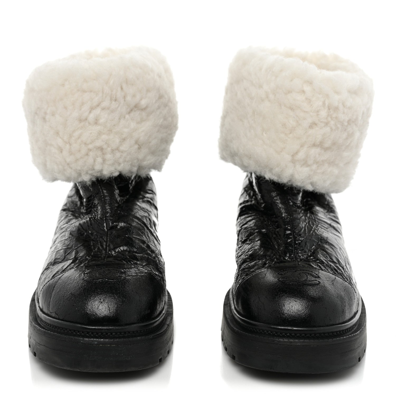 Chanel Lambskin Shearling Short Boots 40 Black 2 of 11