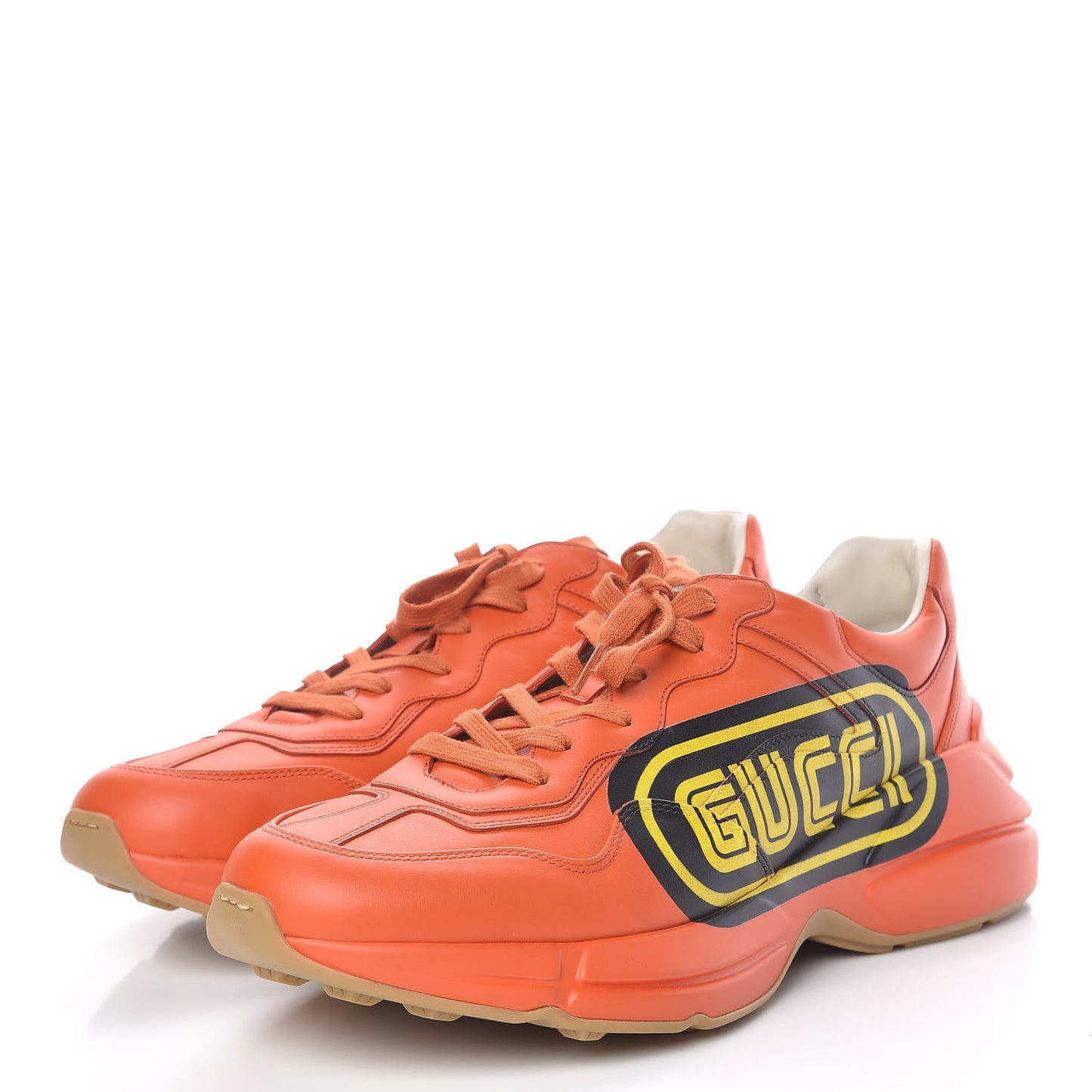 X SEGA Calfskin Logo Mens Rhyton Sneakers 12 Deep Orange