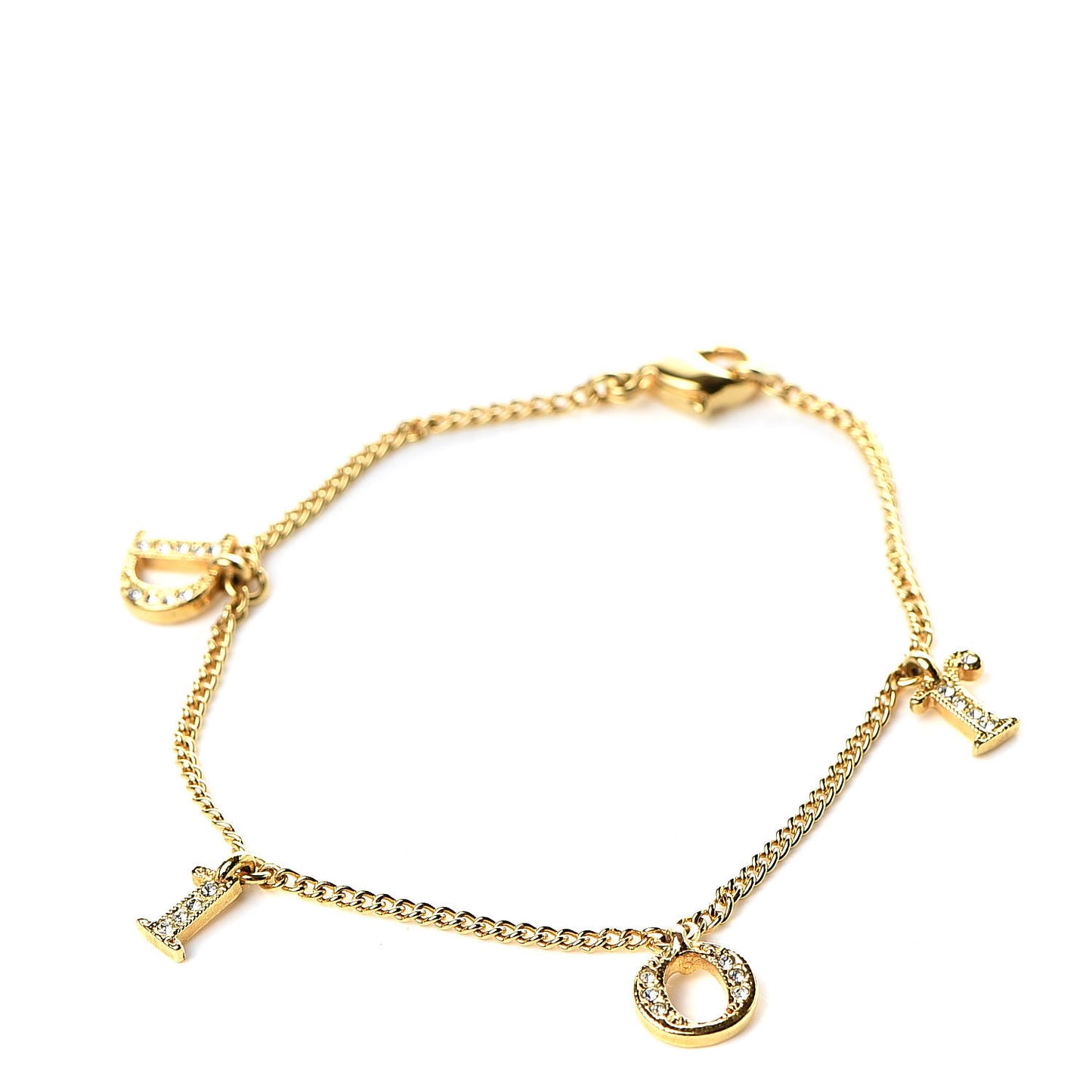 Crystal Logo Charms Bracelet Gold