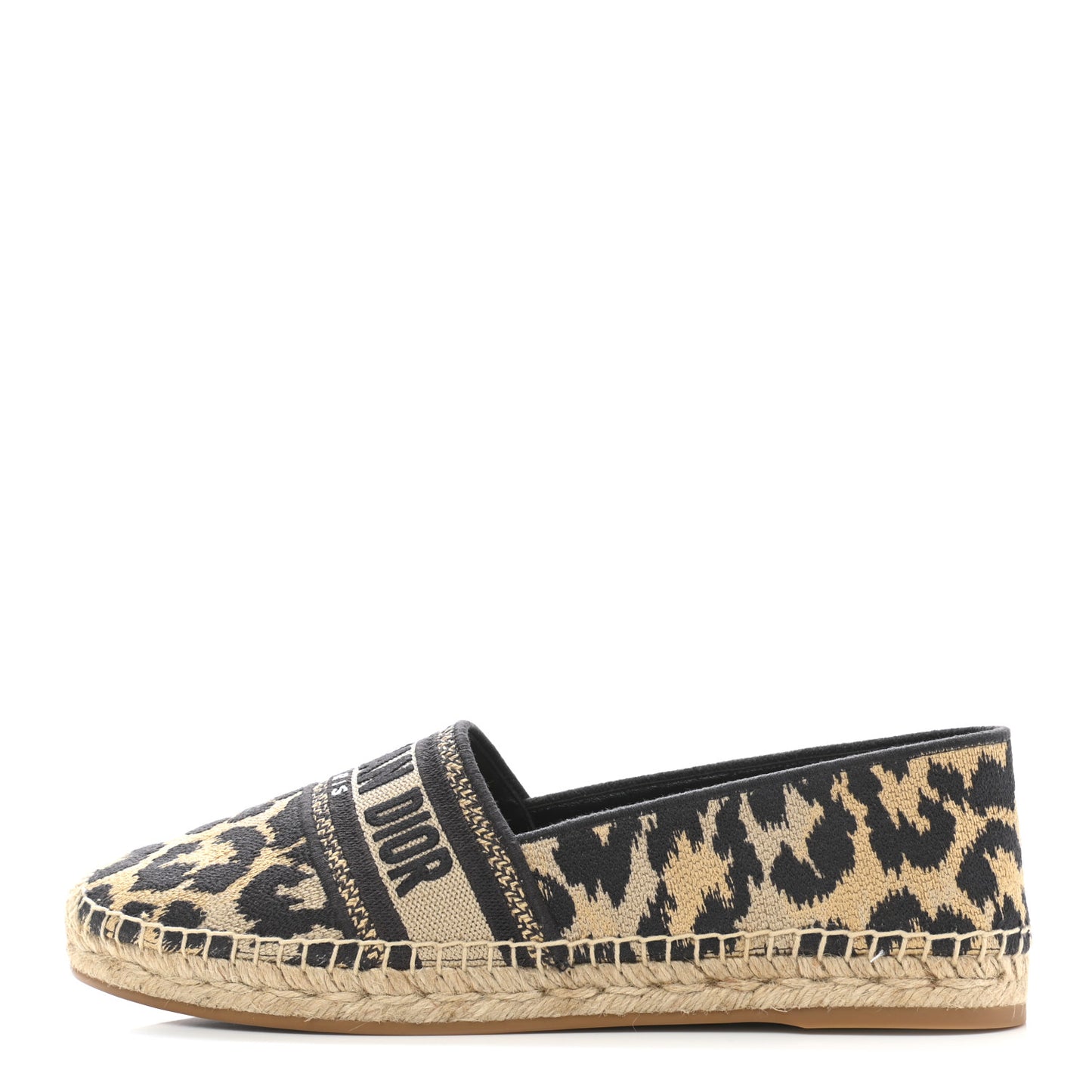 Cotton Embroidered Leopard Print Granville Espadrille 41 Natural