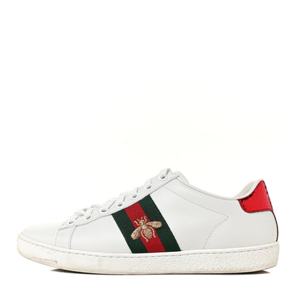 Gucci Calfskin Ayers Bee Embroidered Womens Ace Sneakers 36 White Green 1 of 10