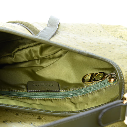 Christian Dior Ostrich Double Saddle Bag Green 4 of 9
