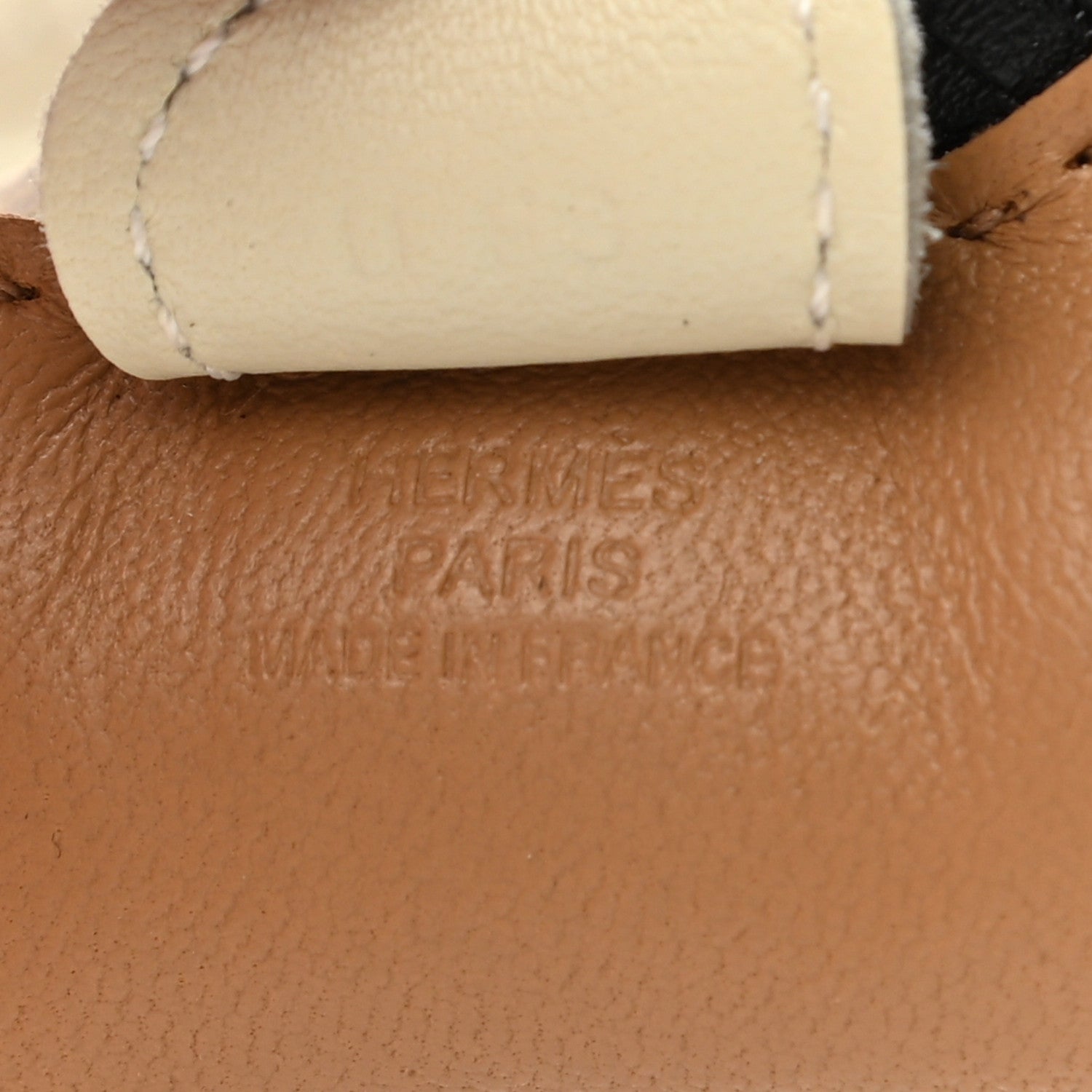 Hermes Milo Lambskin Grigri Rodeo Bag Charm PM Chai Black Craie 3 of 4