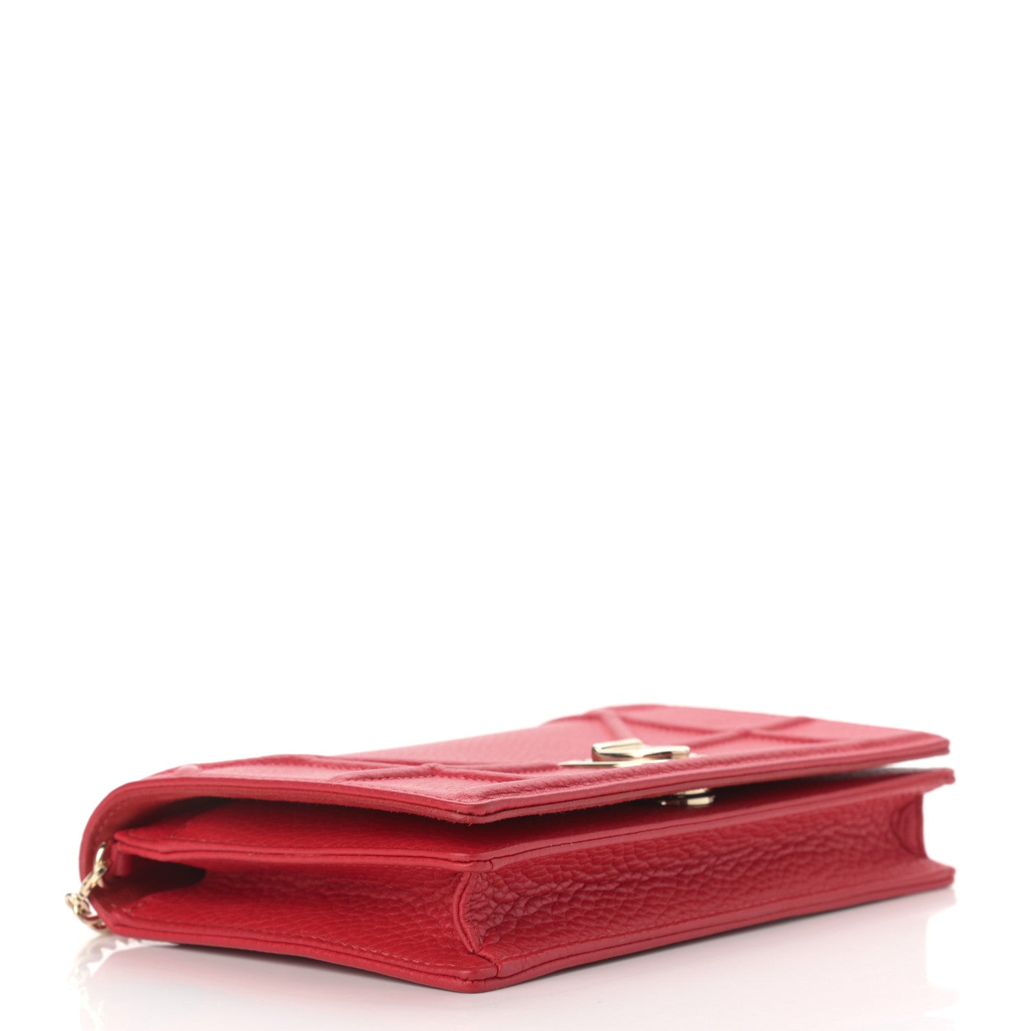 Christian Dior Grained Calfskin Diorama Wallet on Chain Pouch Rouge Vif 4 of 12