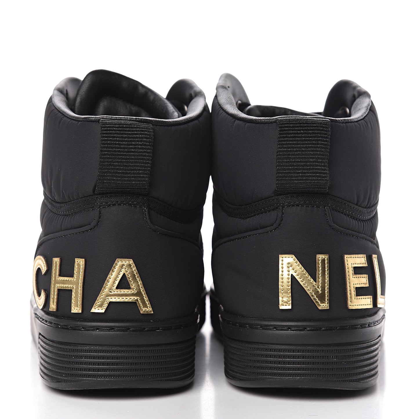 Nylon Lambskin Womens Logo High Top Sneakers 39 Black