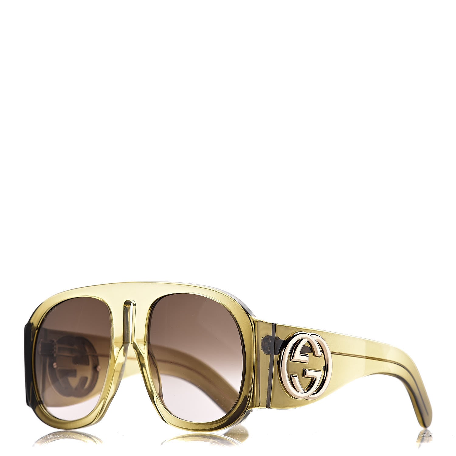 Gucci Oversized Aviator Sunglasses GG0152S Yellow 1 of 9