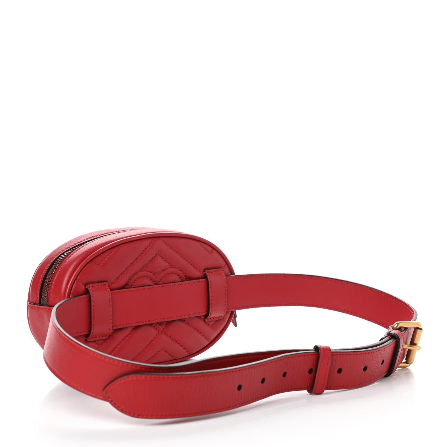 Gucci Calfskin Matelasse GG Marmont Belt Bag 95 38 Hibiscus Red 2 of 4