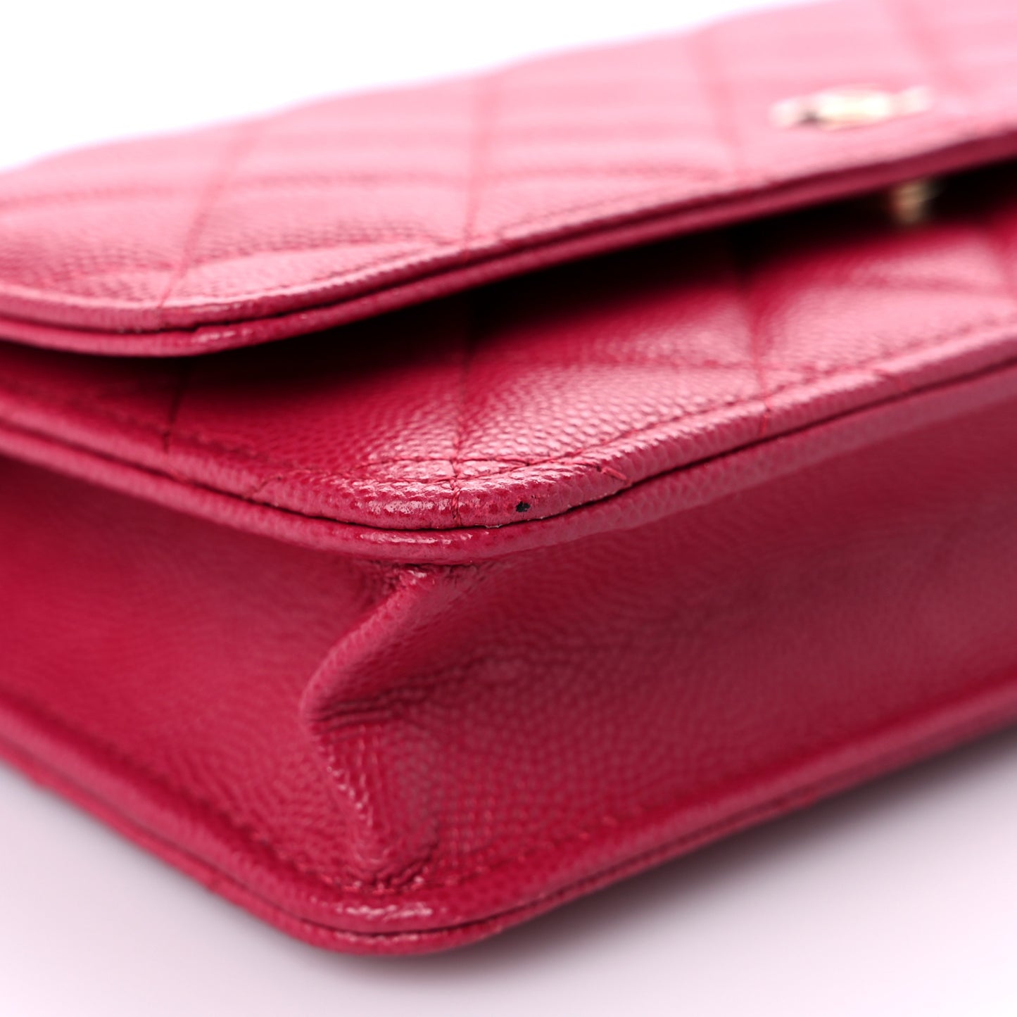 Caviar Quilted Wallet on Chain WOC Dark Pink