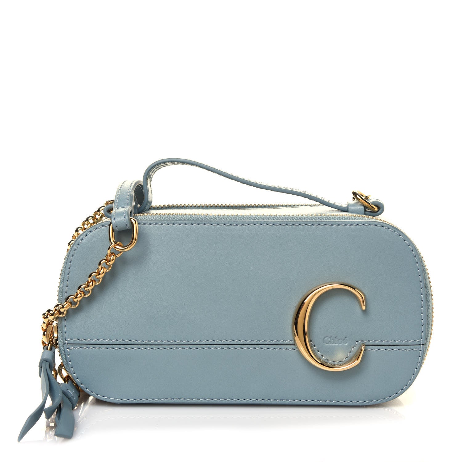 Chloe Shiny Calfskin Mini Vanity C Bag Faded Blue 1 of 10