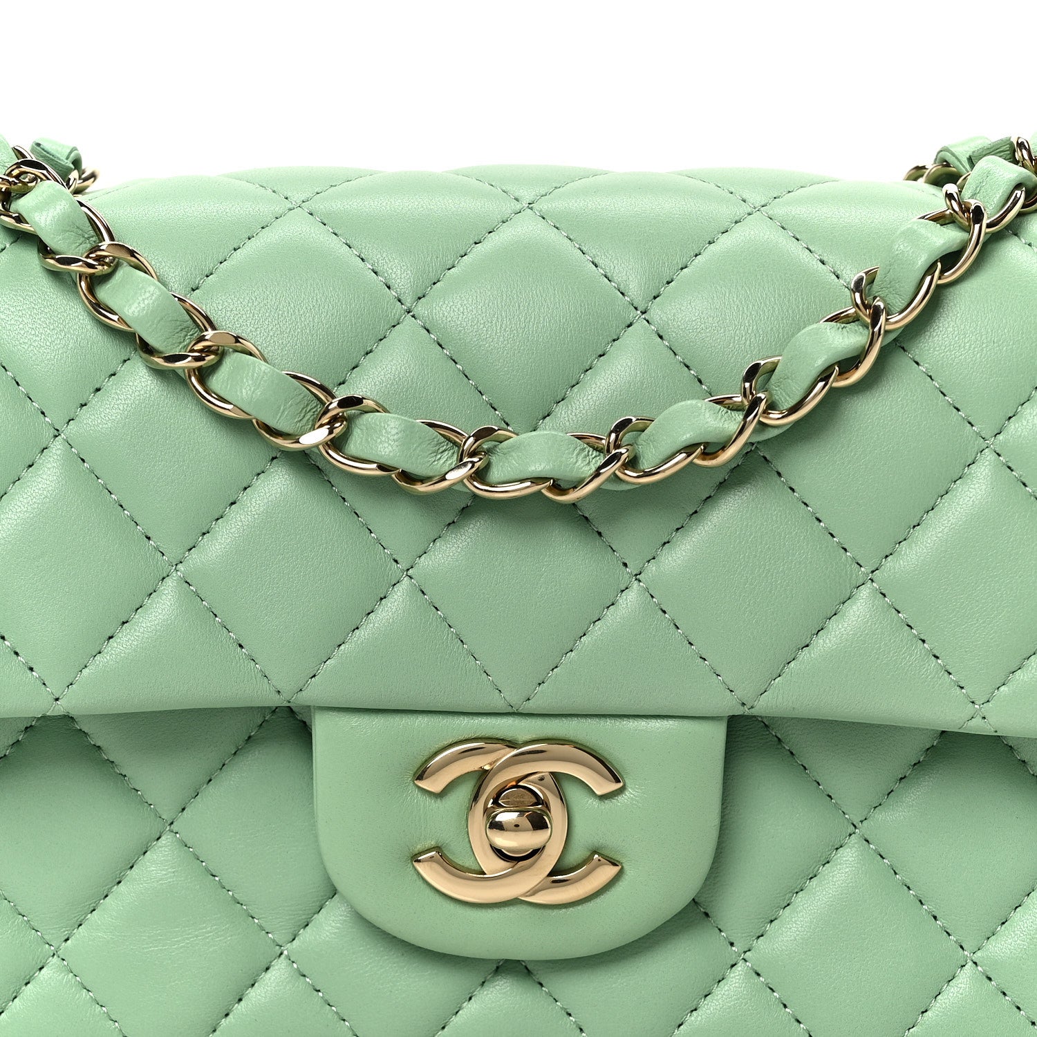 Chanel Lambskin Quilted Mini Rectangular Flap Green 9 of 12