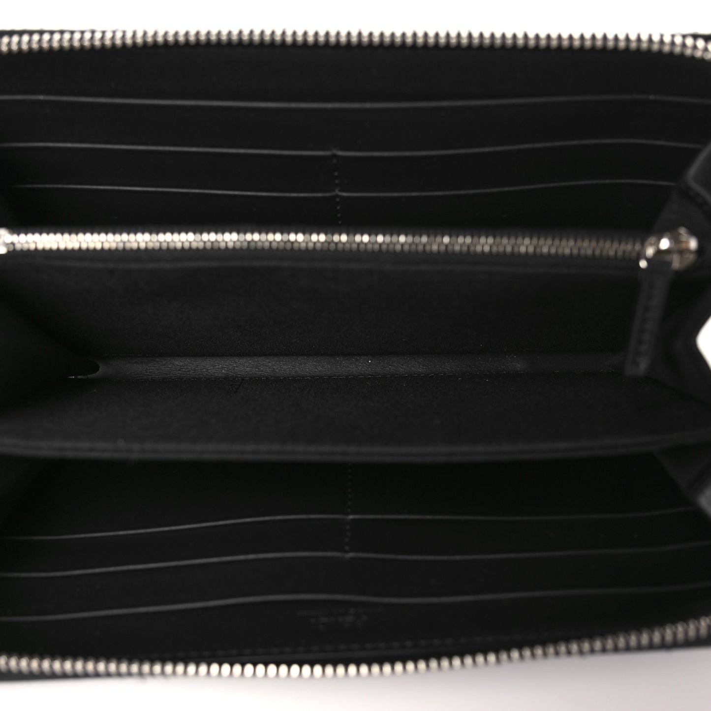 Vitello Grace Light Micro FF Embossed Zip Around Wallet Asfalto Black
