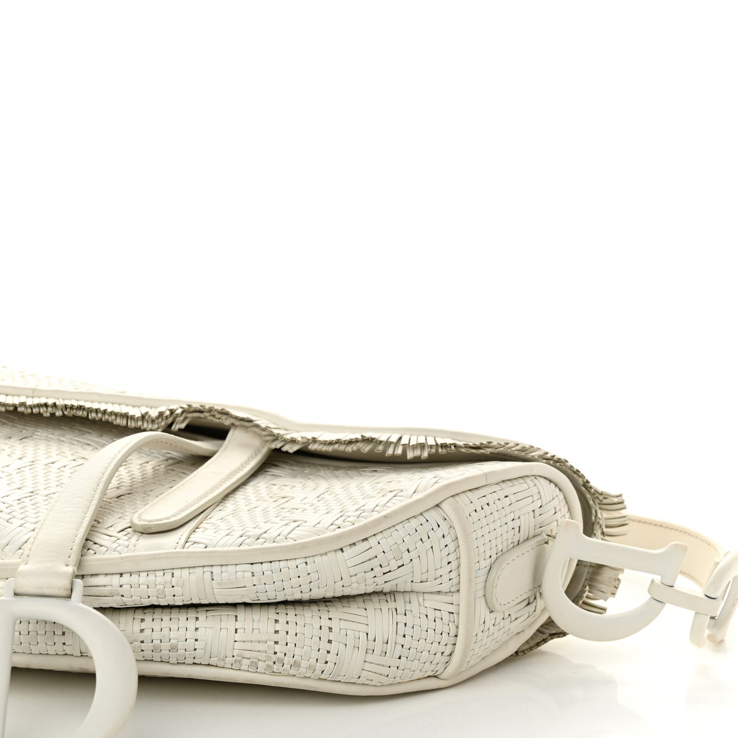 Ultra Matte Woven Saddle Bag White