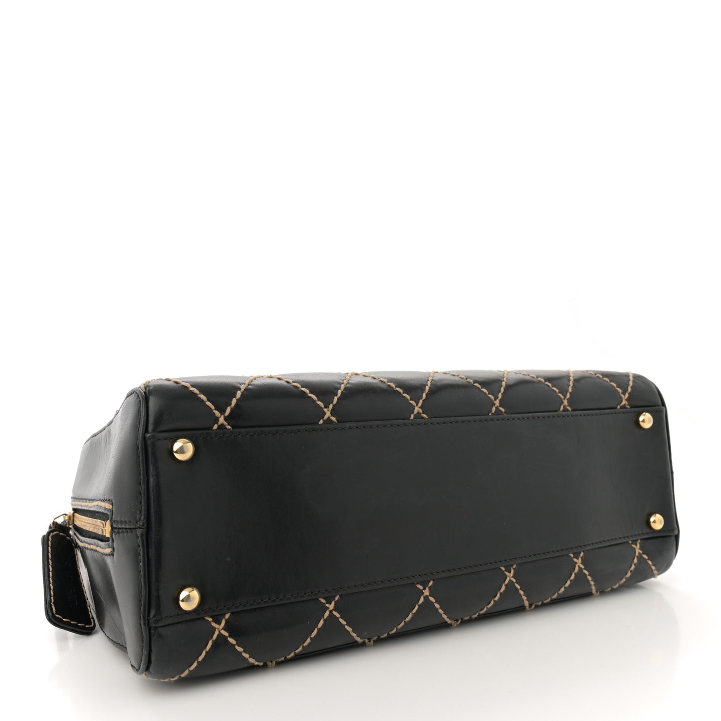 Calfskin Contrast Stitch Surpique Bowler Black