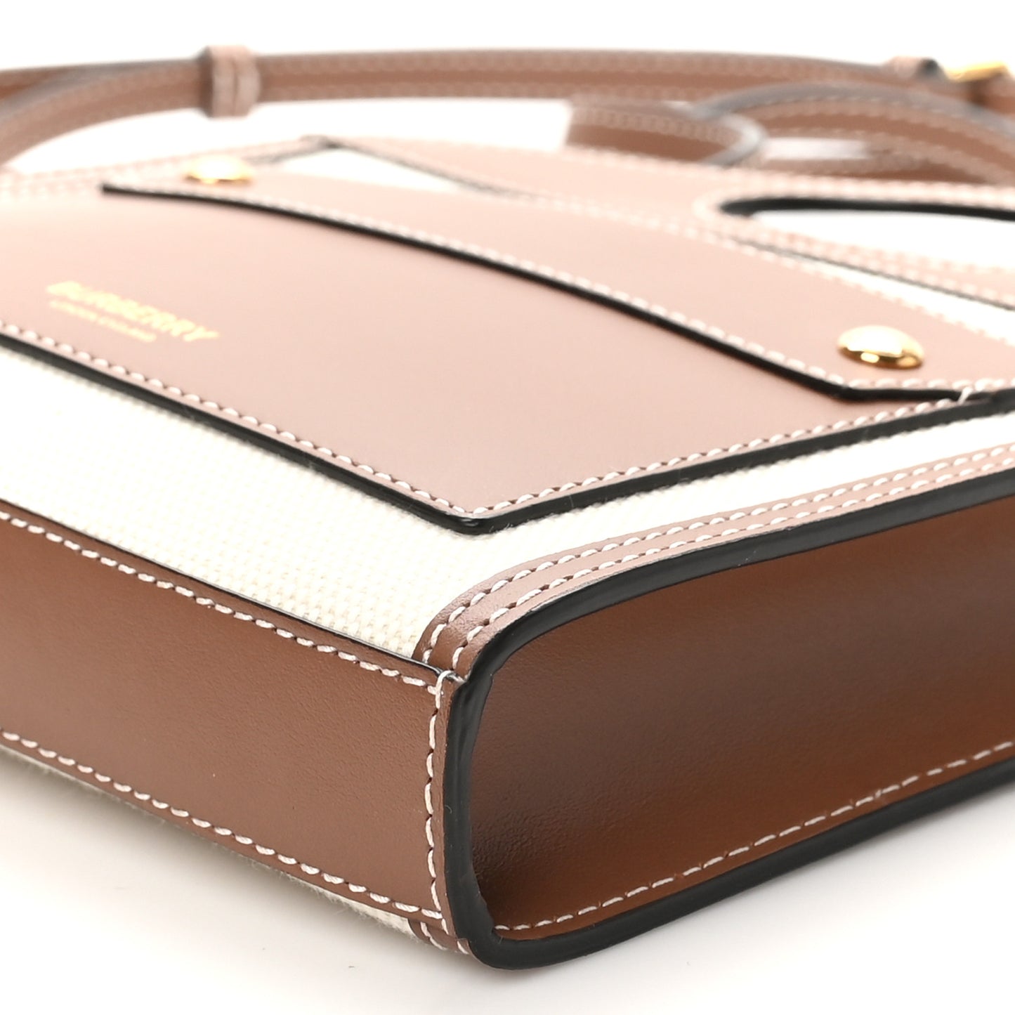 Smooth Calfskin Canvas Two Tone Micro Pocket Bag Malt Brown Tan