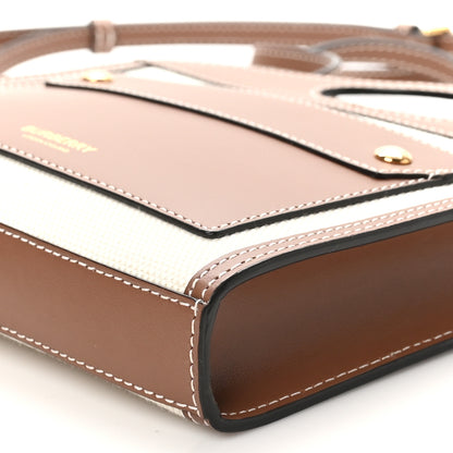 Burberry Smooth Calfskin Canvas Two Tone Micro Pocket Bag Malt Brown Tan 9 of 9