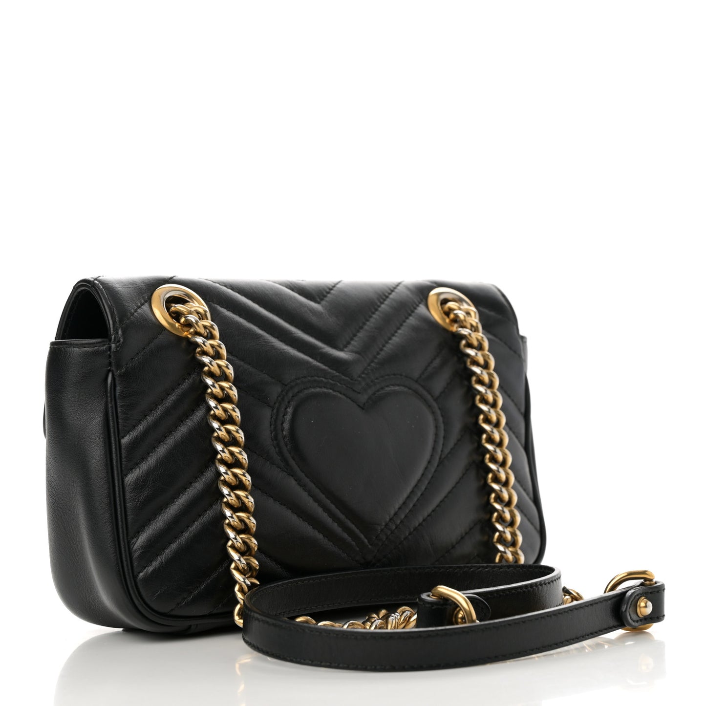 Calfskin Matelasse Mini GG Marmont Shoulder Bag Black