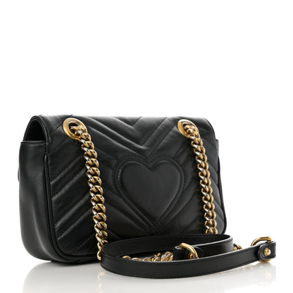 Gucci Calfskin Matelasse Mini GG Marmont Shoulder Bag Black 3 of 13