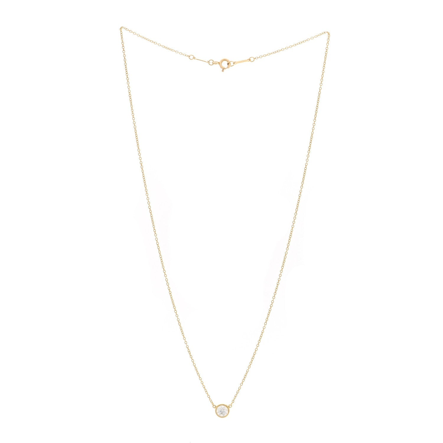 Tiffany 18K Yellow Gold Diamond .41ct Elsa Peretti Diamonds by the Yard Pendant Necklace 3 of 5