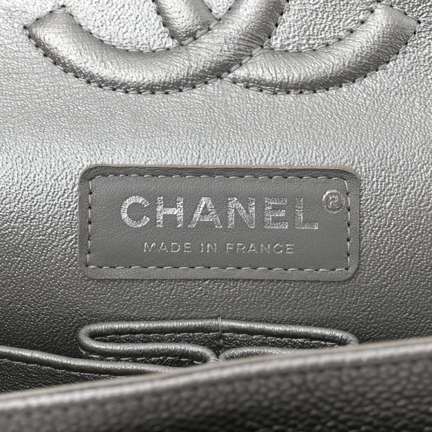 Metallic Caviar Quilted Medium Double Flap Silver