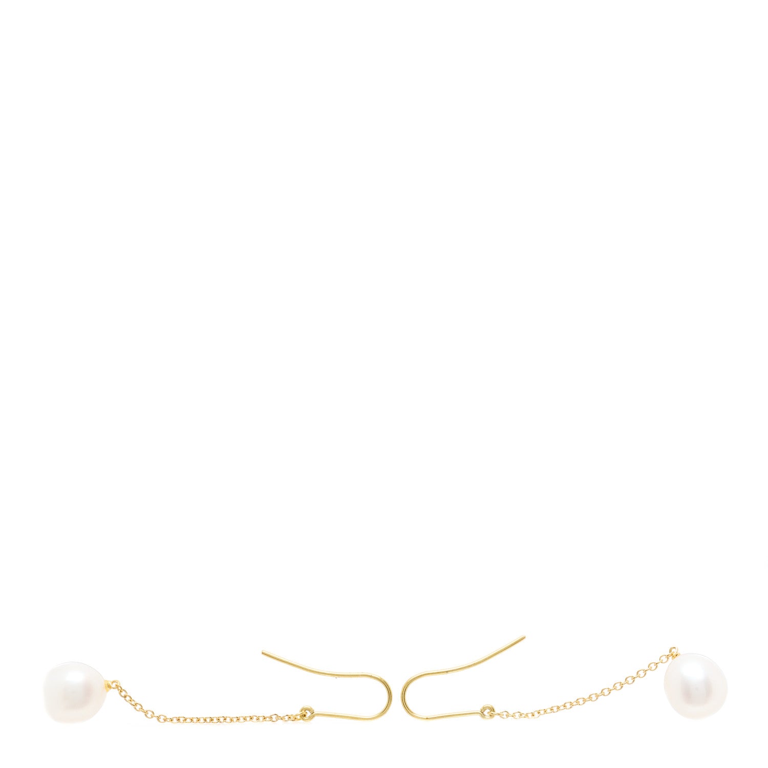 Tiffany 18K Yellow Gold Elsa Peretti Pearls By The Yard Drop Earrings 3 of 4