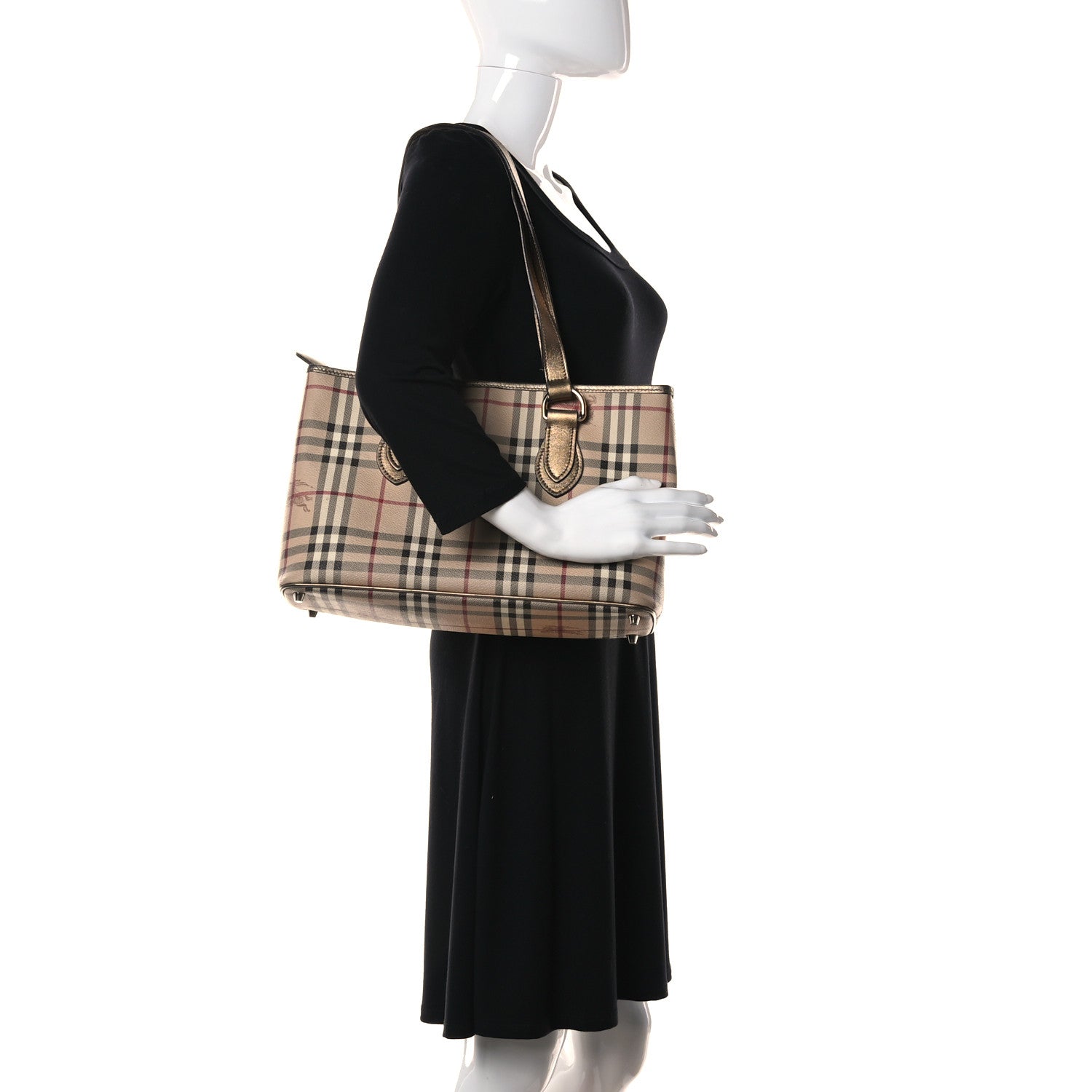 Burberry Haymarket Check Medium Regent Tote Gold 2 of 13