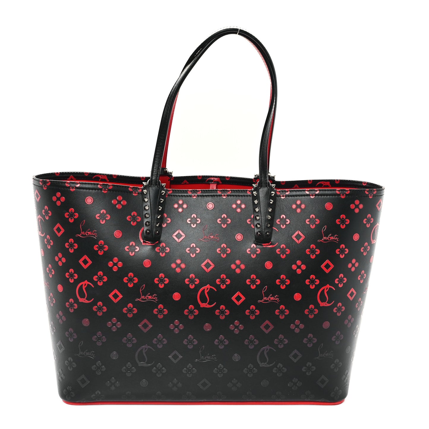 Perforated Calfskin Degrade Loubinthesky East West Cabata Tote Black Red