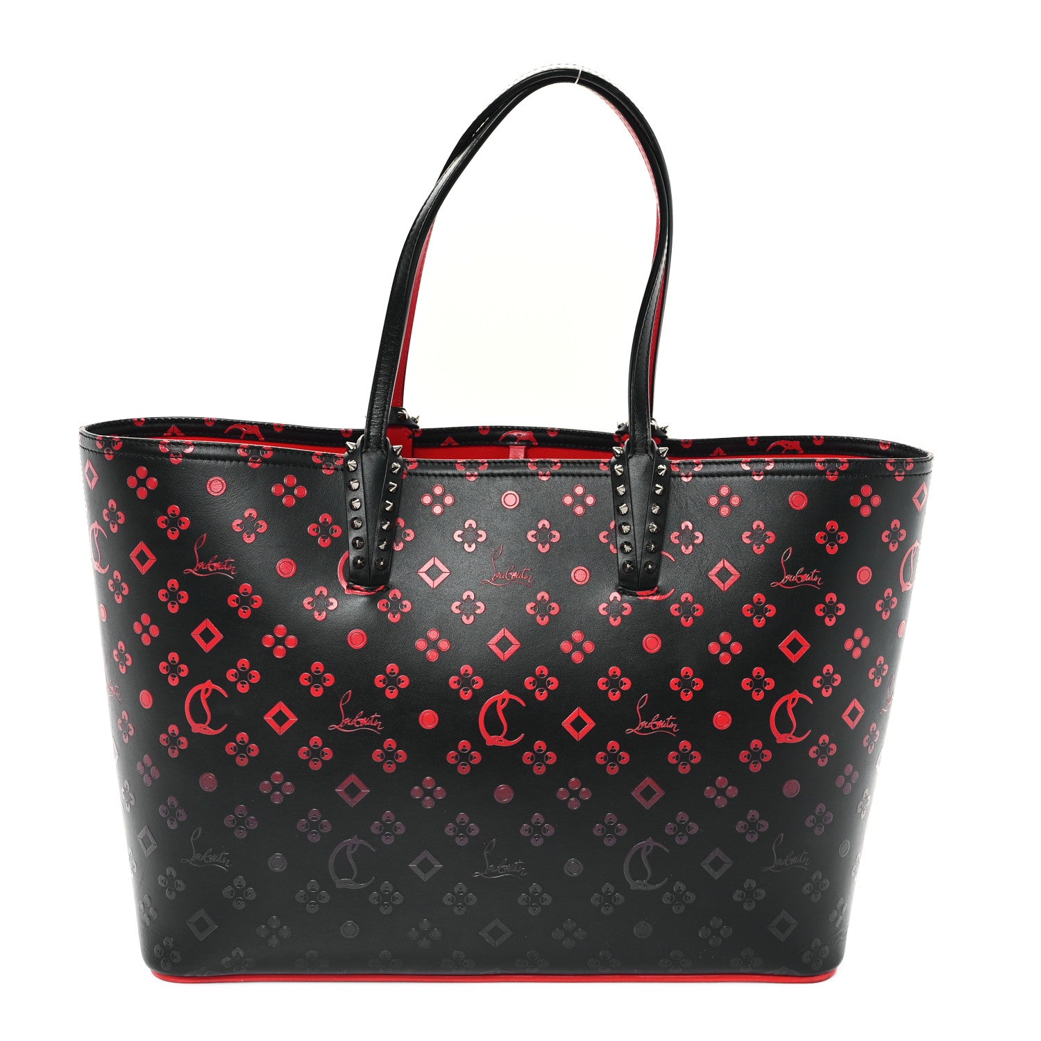 Christian Louboutin Perforated Calfskin Degrade Loubinthesky East West Cabata Tote Black Red 1 of 11